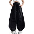 thumbnail image 1 of Ashyfjp Trendy Cargo Jogger Pants for Girls Solid Color Loose Pants Elastic Drawstring Waist Loose Cut for Everyday Kids Outfits, 1 of 6