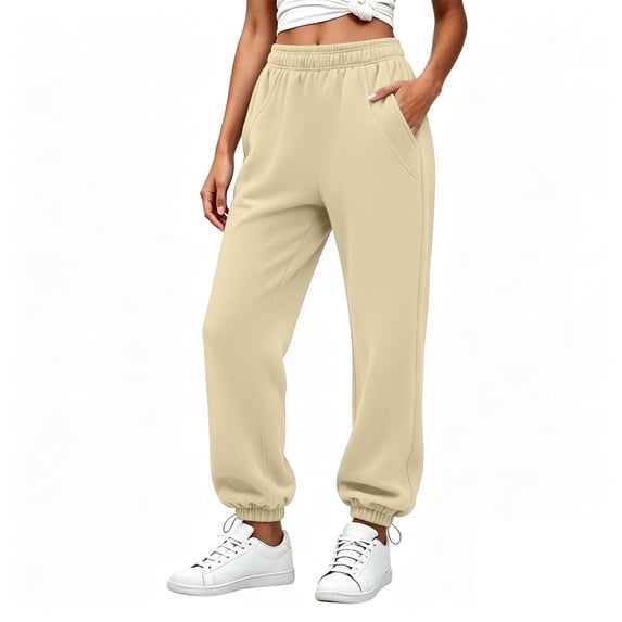 Ashyfjp Womens Sweatpants Casual Solid Color Elastic Waist Joggers with Side Pockets and Adjustable Drawstring Cuffs Relaxed Everyday Wear, Size (S-3XL)