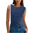 thumbnail image 1 of Ashyfjp Womens Tank Tops Casual Solid Color Sleeveless T-Shirt with Bow Trendy Versatile Basic Tops Summer Tops, Size S-L, 1 of 7