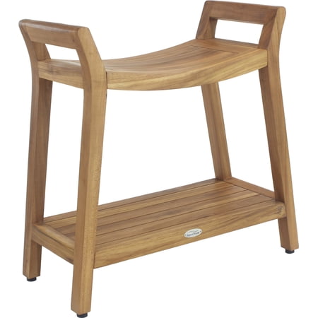 Asia® Ascend Teak Shower Bench with Elevated Height & Shelf