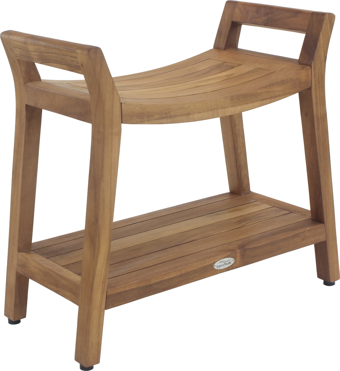 Compact Teak Wood Shower Bench with Shelf