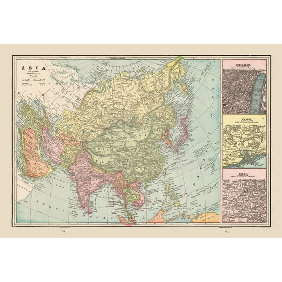 Historic Map - Asia - Cram 1892 - 33.44 x 23 - Vintage Wall Art