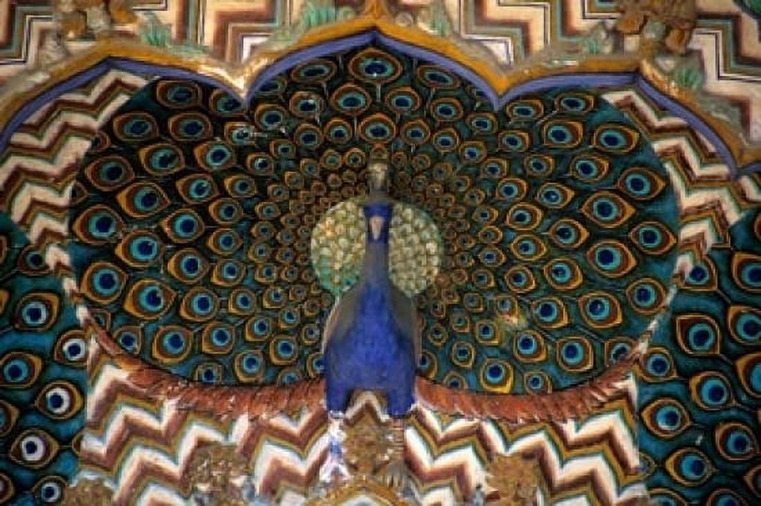 Asia India Jaipur Peacock Gate at Jaipur Palace Canvas Art - Kymri Wilt DanitaDelimont (36 x 24)
