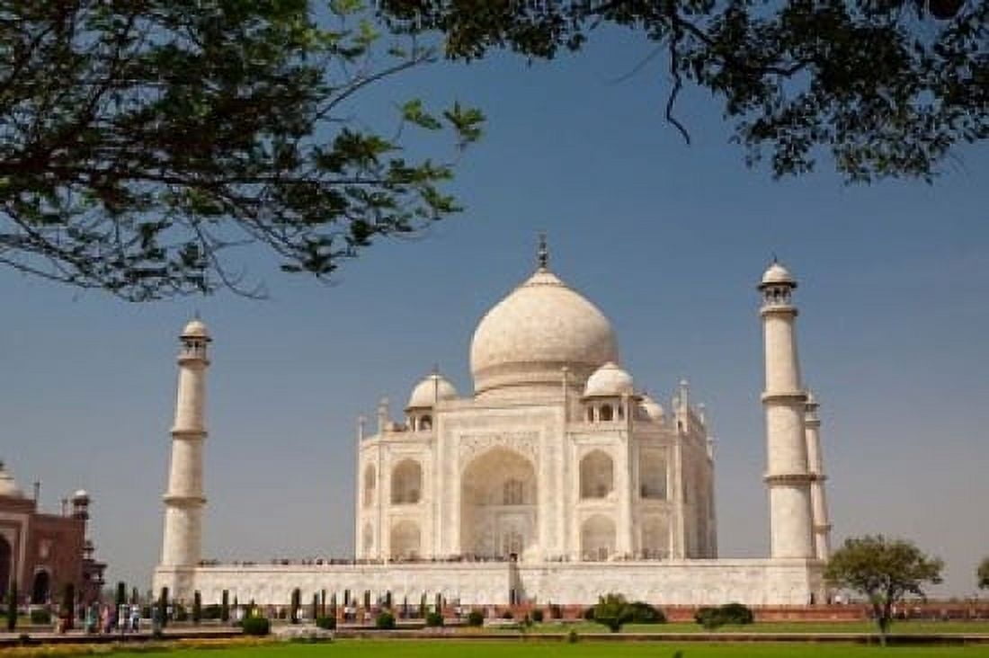 Asia India Taj Mahal with trees above as framing element Canvas Art - Brent Bergherm DanitaDelimont (12 x 17)