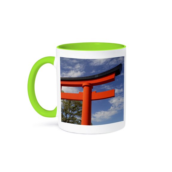 3drose, Asia, Japan, Kyoto. Torii Gate at Fushimi-inari-taisha Shinto Shrine., 11oz Two-tone Green Mug