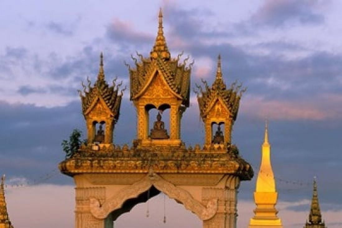 Asia Laos Vientiane That Luang Temple Canvas Art - Russell Young DanitaDelimont (36 x 24)