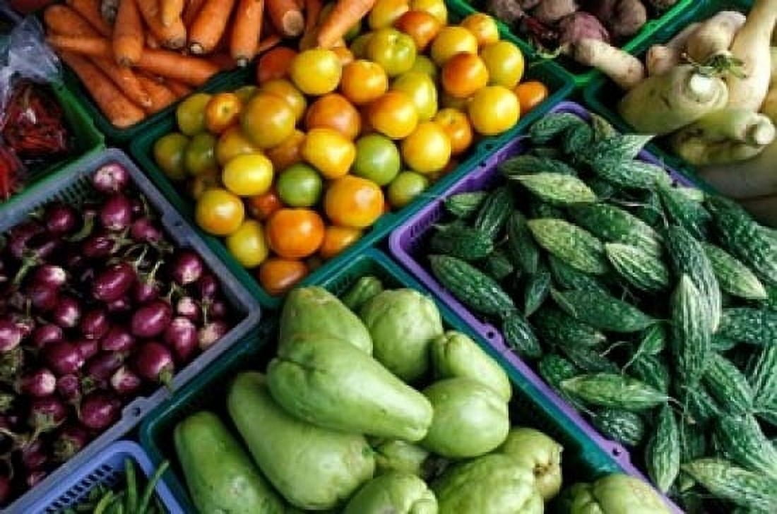 Asia Singapore Fresh produce for sale at street market Canvas Art - Todd Gipstein DanitaDelimont (36 x 24)