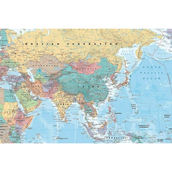 Asia and Middle East Map Laminated Poster (24 x 36)