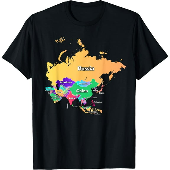 Asia map t-shirt with borders and country names T-Shirt