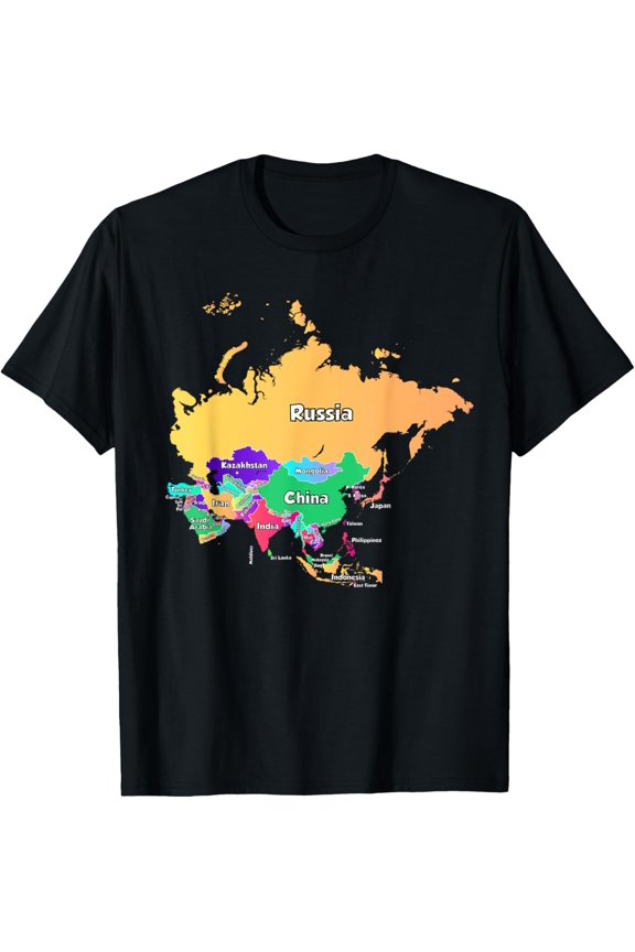 Asia map t-shirt with borders and country names T-Shirt
