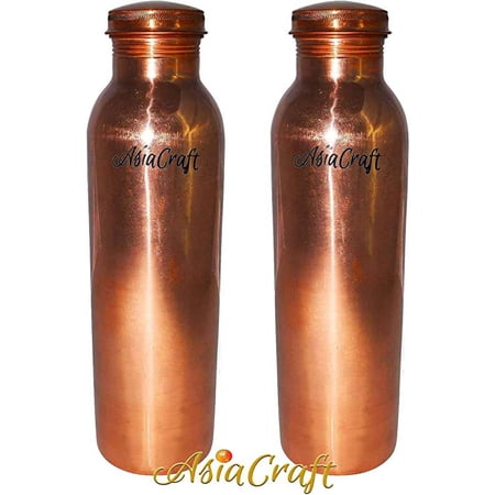 AsiaCraft Pure Copper Joint Free Bottle for Travel 900 ML/32 OZ, Set of 2