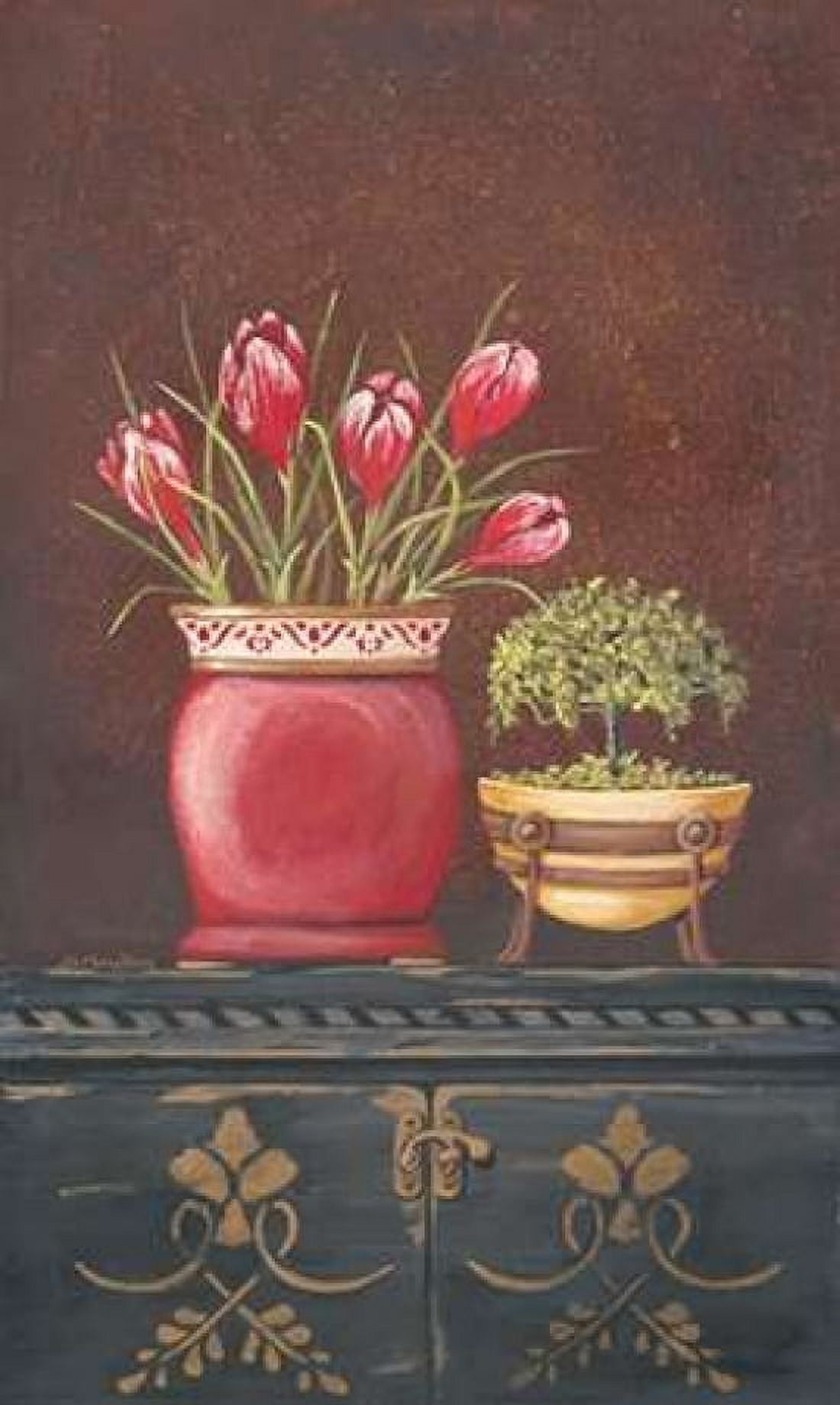 Asiain Red Crocus Floral Canvas Art - Jo Moulton (12 x 18)