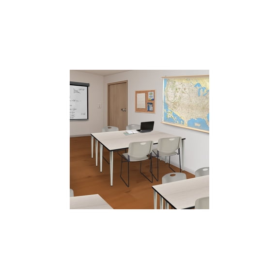 Asian 60" x 24" Training Seminar Table with Maple Laminate Top and Chrome Tapered Steel Legs Featuring Lightweight Scratch Resistant Thermal Fused Laminate