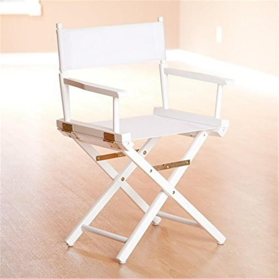 Asian Allure 18" Director's Chair, White Canvas with White Frame, Built-in Armrests, Foldable for Easy Storage, 17" D x 21.75" W x 33.75" H