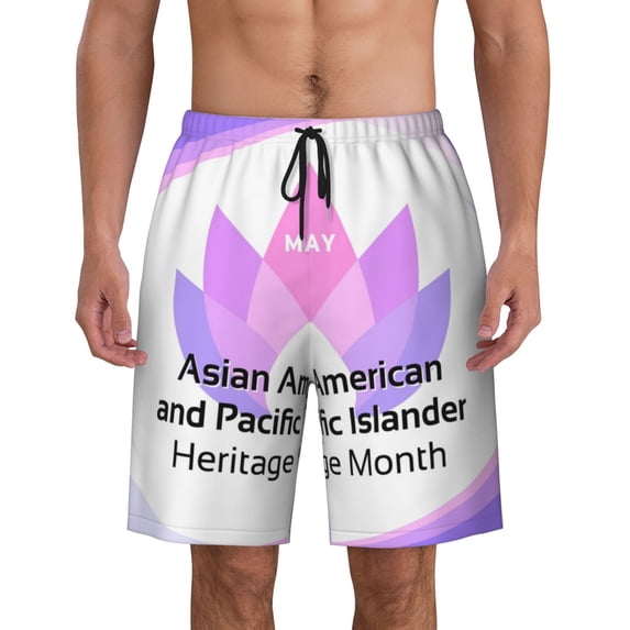 Asian American And Pacific Islander Heritage Month Men'S Beach Pants Quick Dry Short Swim Trunks With With Pockets And Mesh Lining Swimwear Beach Bathing Shorts Large