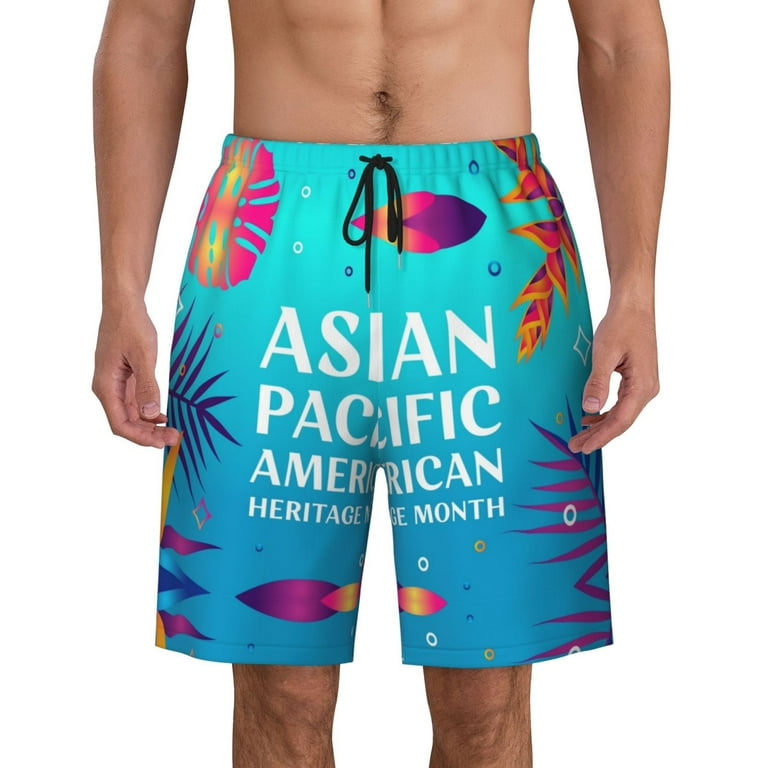 Asian American And Pacific Islander Heritage Month Men S Beach Pants Quick Dry Short Swim Trunks With With Pockets And Mesh Lining Swimwear Beach
