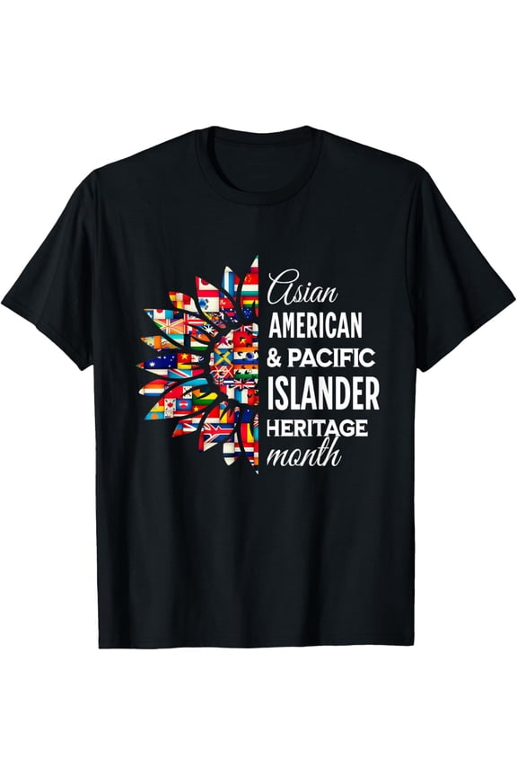 Asian American and Pacific Islander heritage month sunflower T-ShirtMen and women, Black T-shirt, size: Extra large