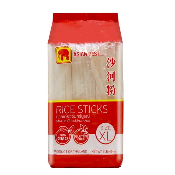 Asian Best Gluten Free, Non GMO, Pho noodle, Banh pho, Rice noodles, Rice Stick Rice vermicelli, X large Size 1 Lbs 454g (2 Pack)