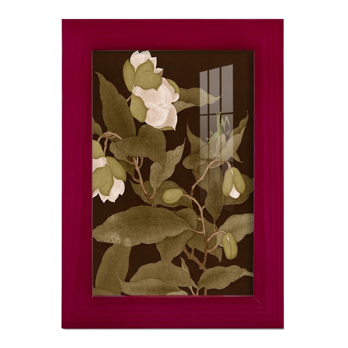 Asian Brocade I - Framed Print w/glass - Cherry Red
