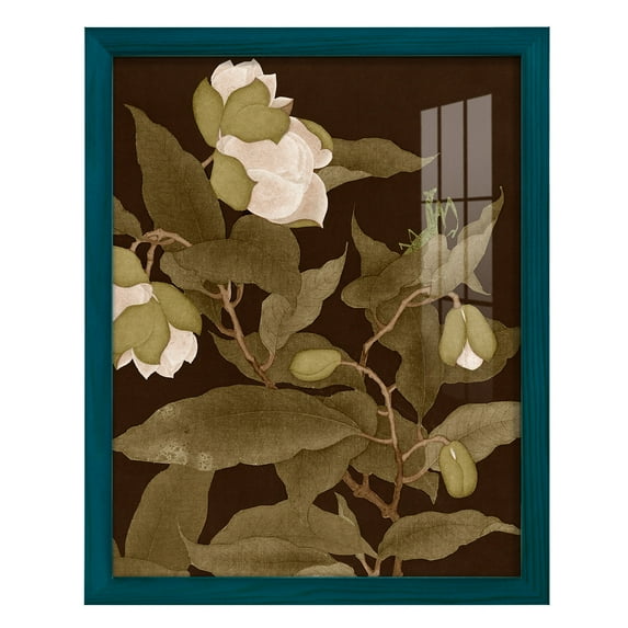 Asian Brocade I - Framed Print w/glass - Ocean Blue