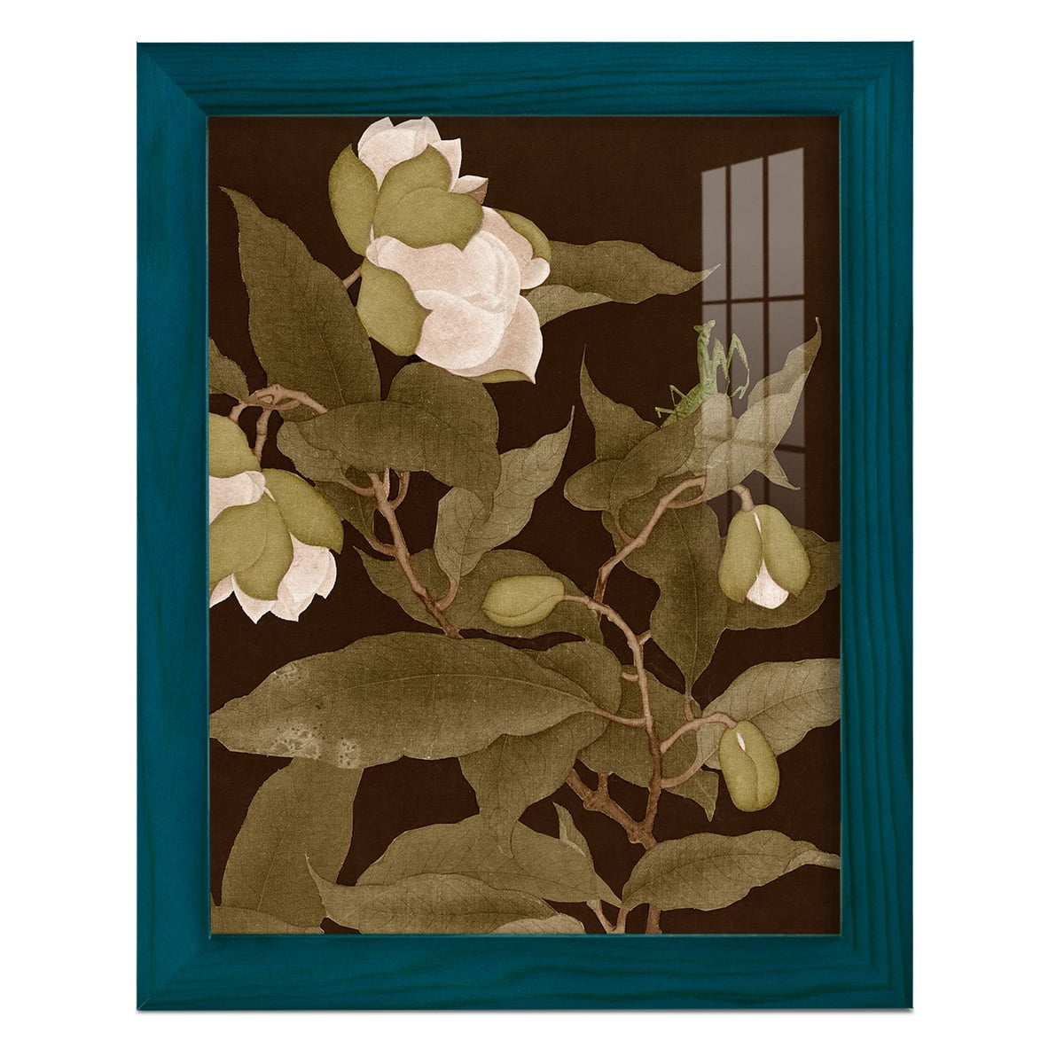 Asian Brocade I - Framed Print w/glass - Ocean Blue