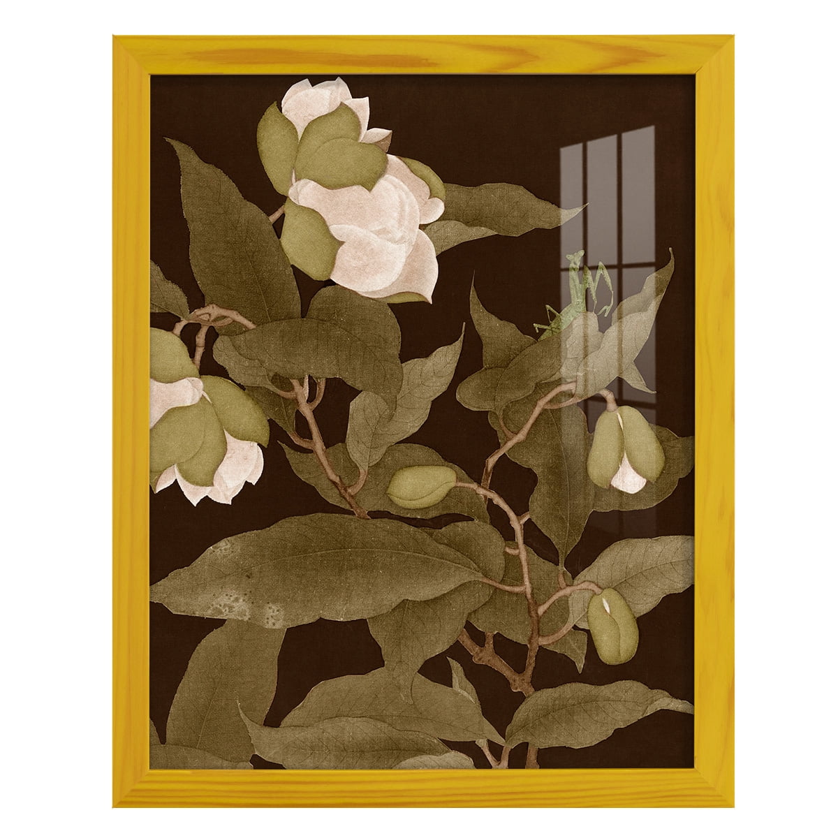 Asian Brocade I - Framed Print w/glass - Sunflower Yellow