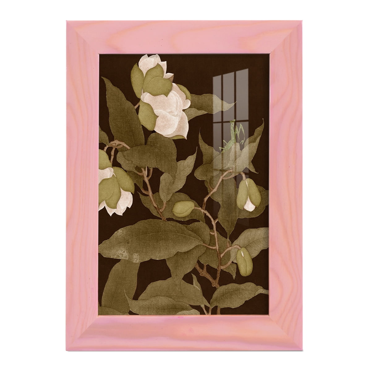 Asian Brocade I - Framed Print w/glass - Sunset Pink