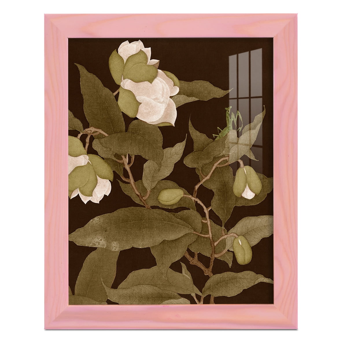 Asian Brocade I - Framed Print w/glass - Sunset Pink