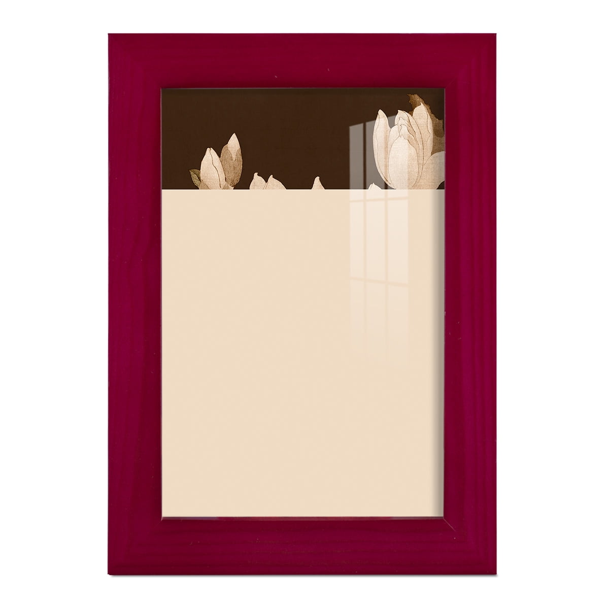 Asian Brocade II - Framed Print w/glass - Cherry Red