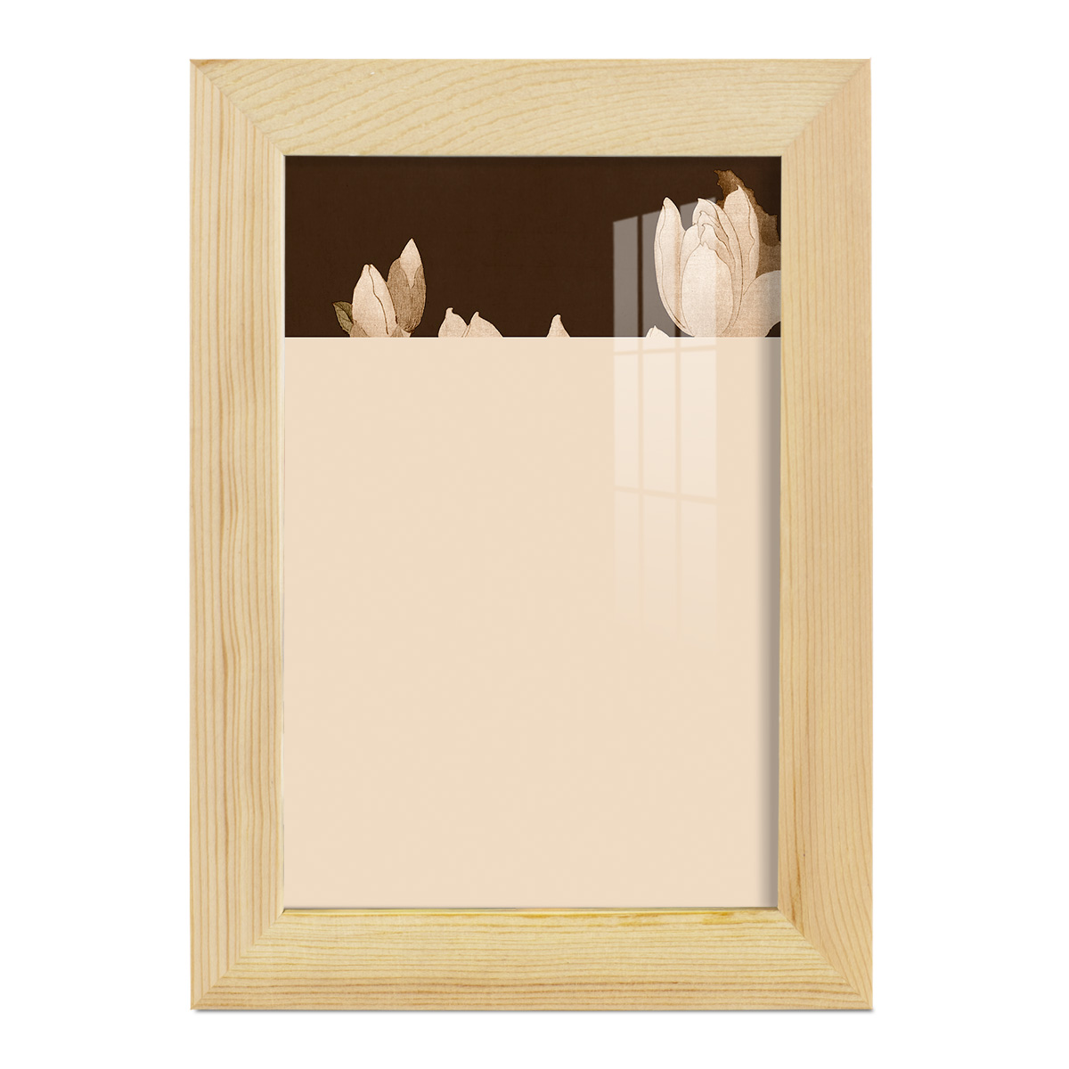 Asian Brocade II - Framed Print w/glass - Natural Wood