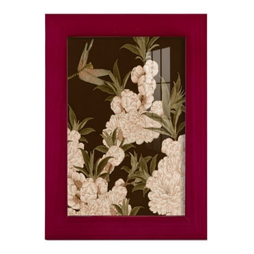 Asian Brocade III - Framed Print w/glass - Cherry Red