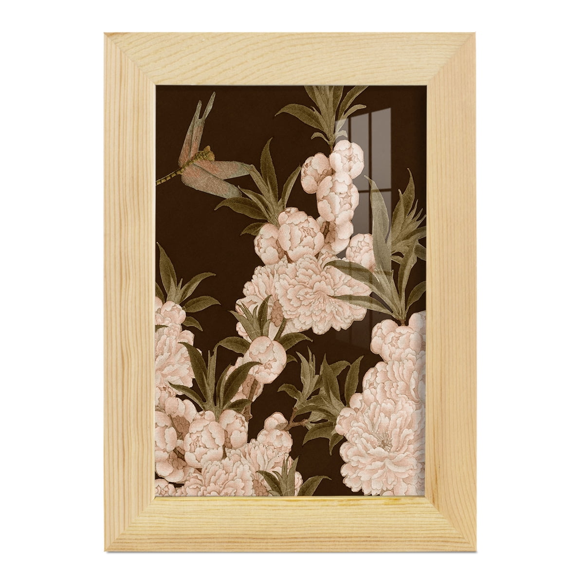 Asian Brocade III - Framed Print w/glass - Natural Wood