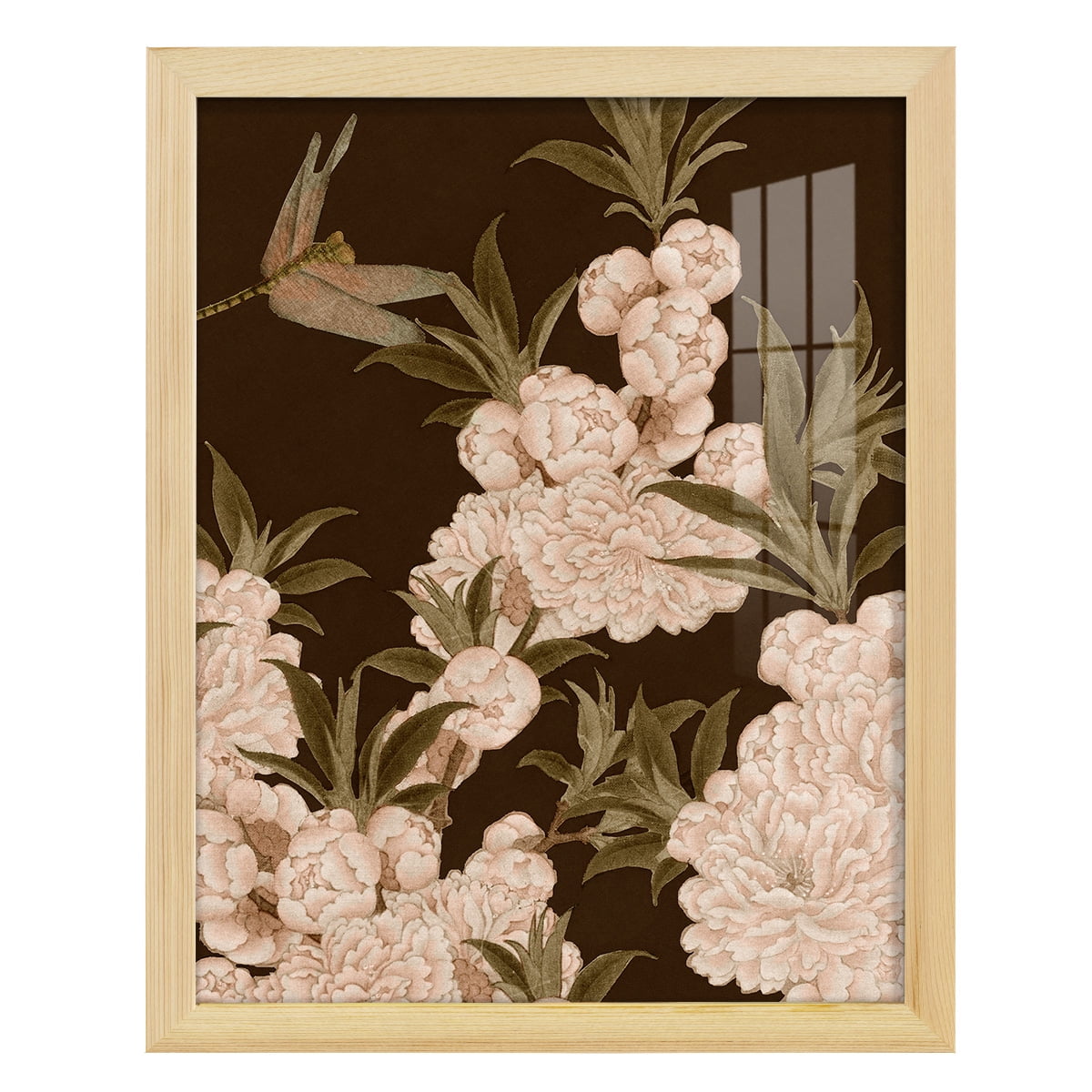 Asian Brocade III - Framed Print w/glass - Natural Wood