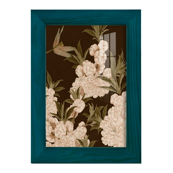 Asian Brocade III - Framed Print w/glass - Ocean Blue