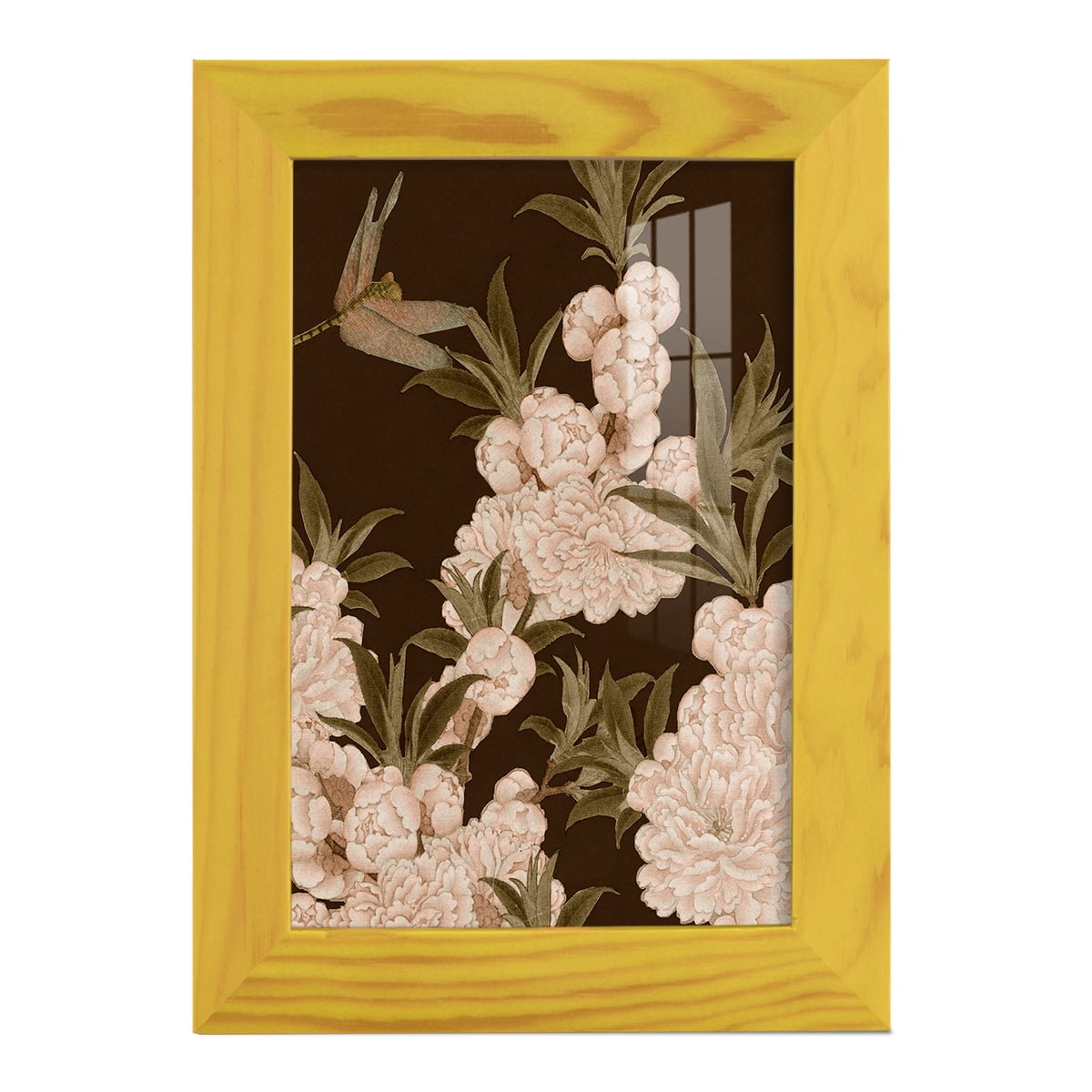 Asian Brocade III - Framed Print w/glass - Sunflower Yellow