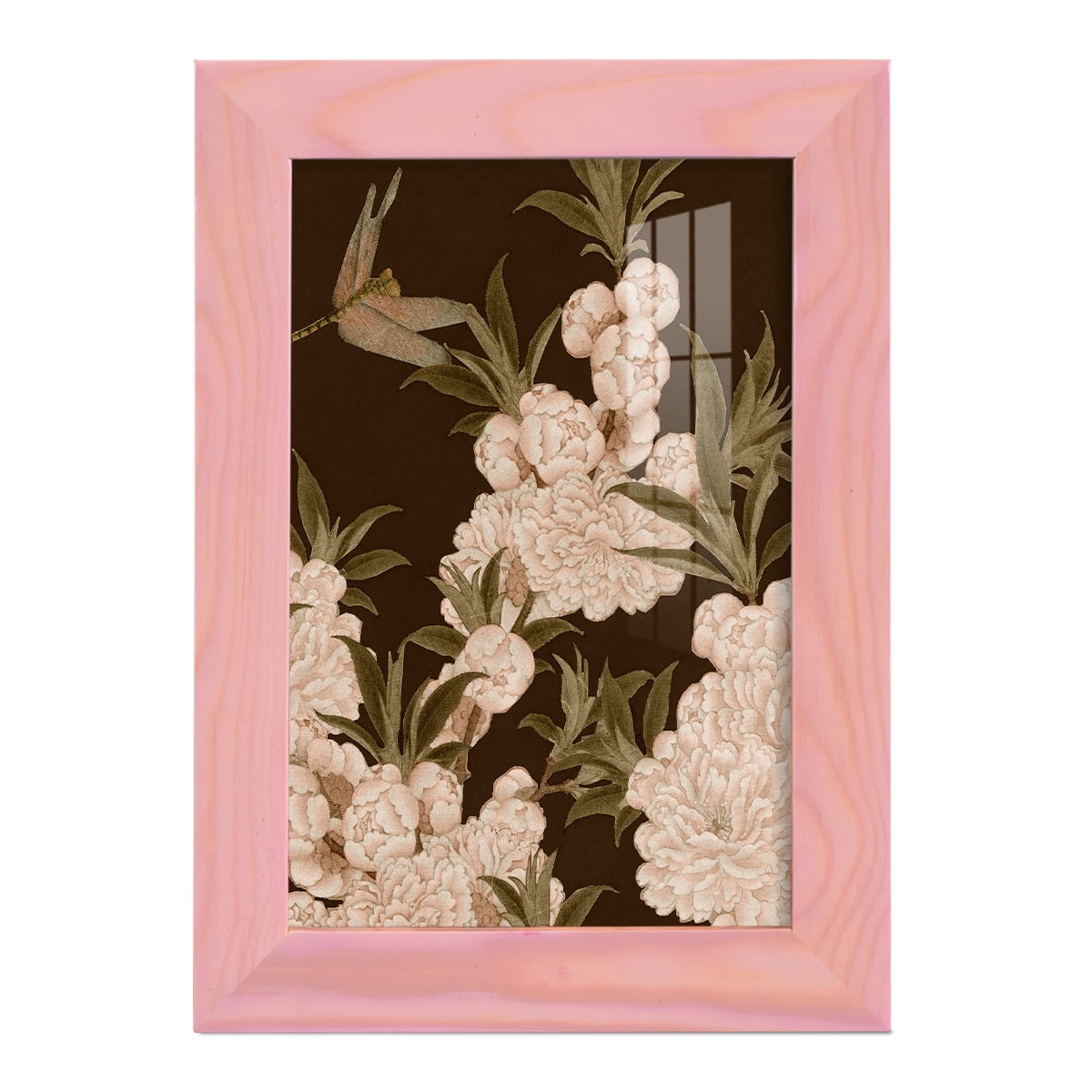 Asian Brocade III - Framed Print w/glass - Sunset Pink