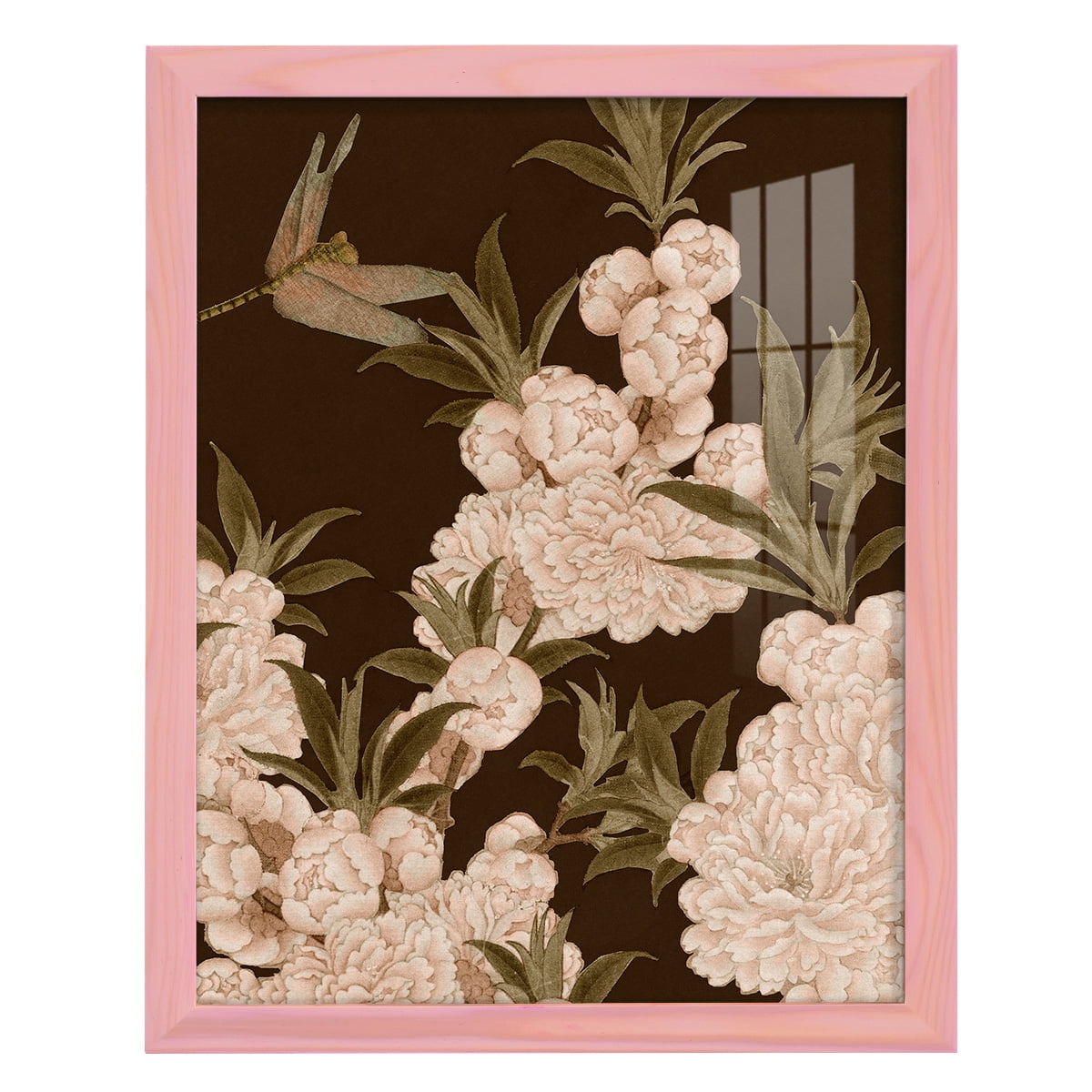Asian Brocade III - Framed Print w/glass - Sunset Pink