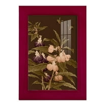 Asian Brocade IV - Framed Print w/glass - Cherry Red