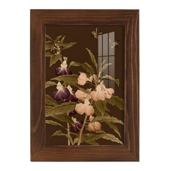 Asian Brocade IV - Framed Print w/glass - Chestnut