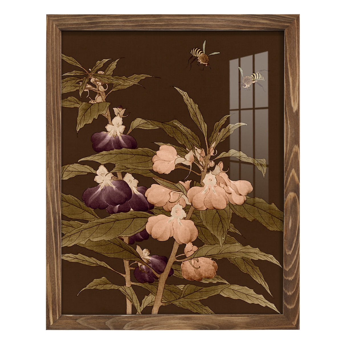 Asian Brocade IV - Framed Print w/glass - Walnut