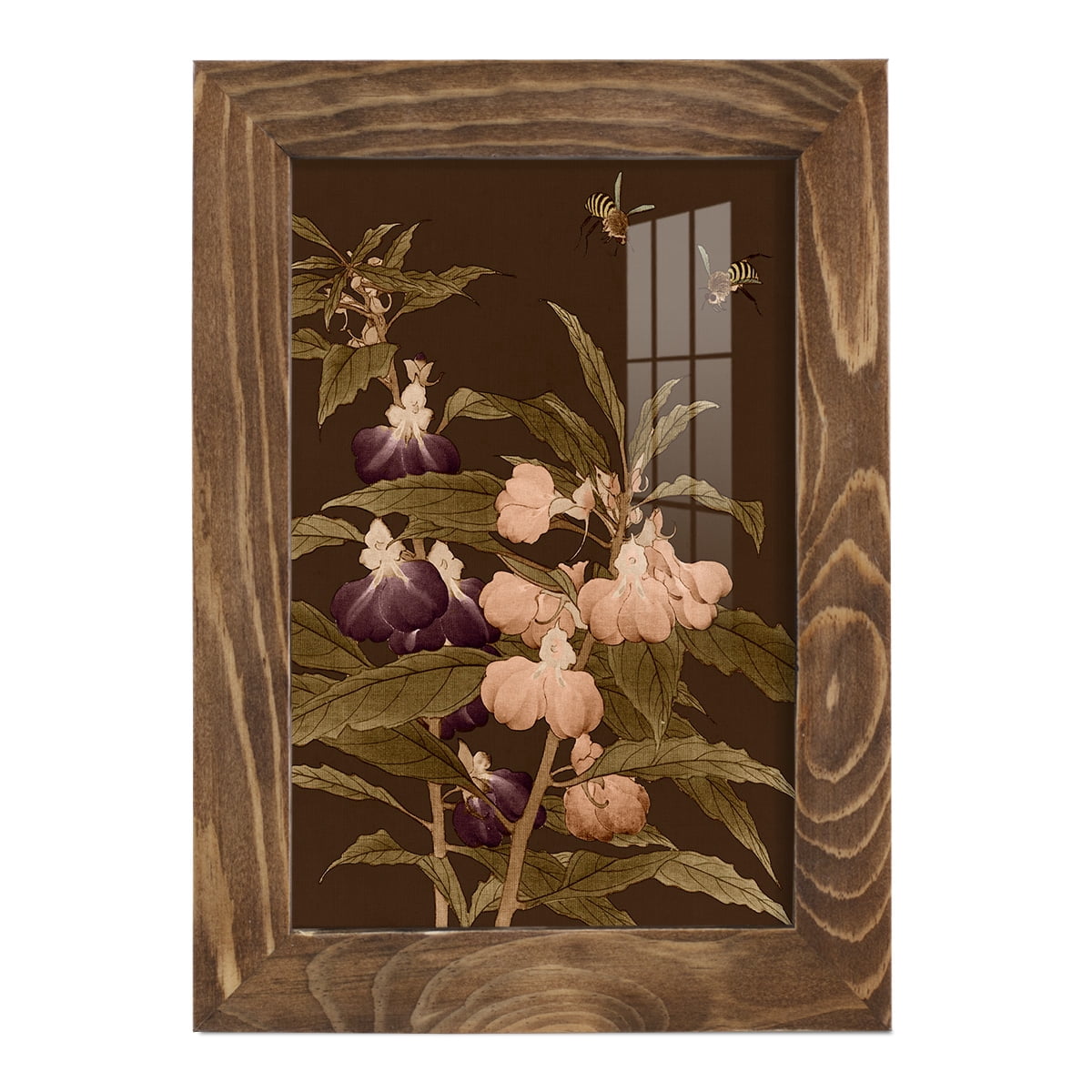 Asian Brocade IV - Framed Print w/glass - Walnut