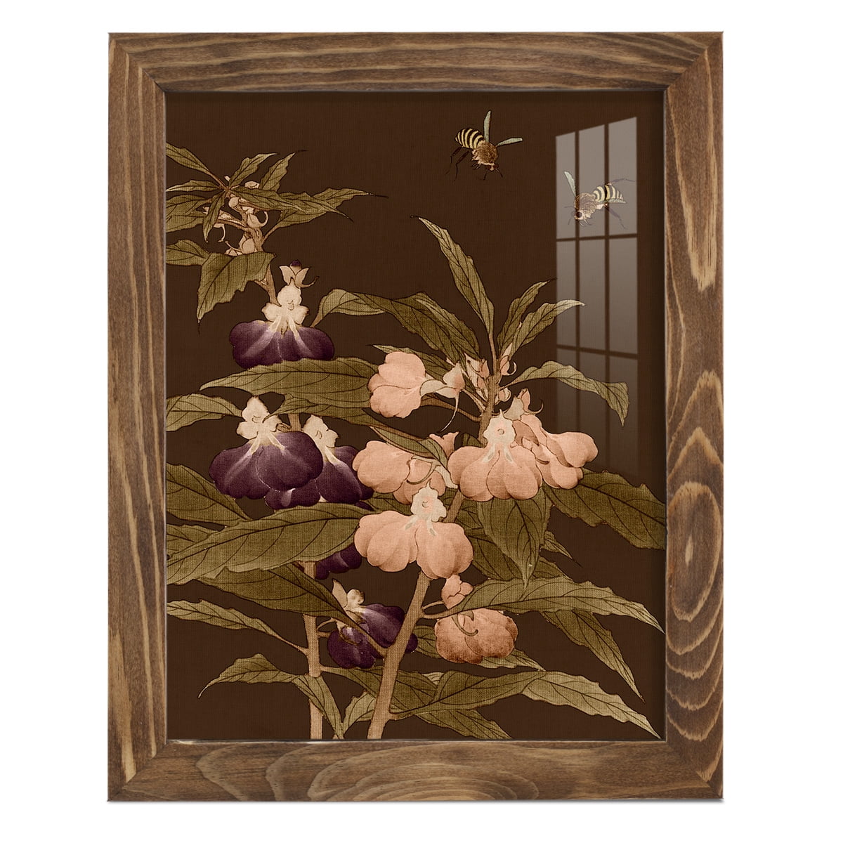 Asian Brocade IV - Framed Print w/glass - Walnut