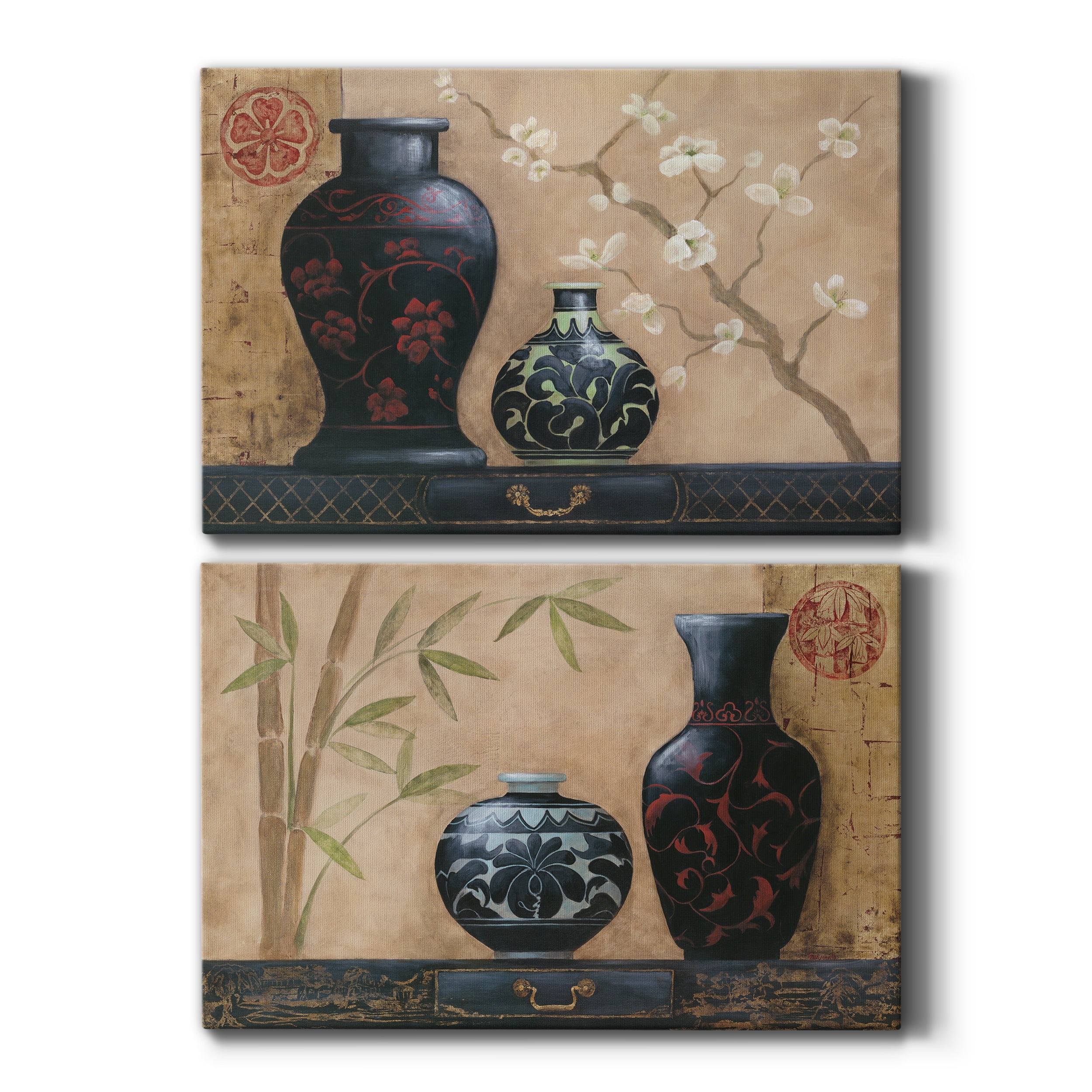Asian Calm I Premium Gallery Wrapped Canvas - Ready to Hang - Set of 2 - 40 x 60 Each