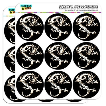 Asian Chinese Dragon Black 2" Scrapbooking Crafting Stickers