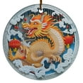 thumbnail image 1 of Asian Chinese Japanese Golden Dragon Christmas Ornament Xmas 2025, Custom Name Ceramic Ornament, Dragon Lover Gifts for Men Women, Xmas Tree Hanging Decoration, 1 of 5