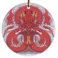 thumbnail image 1 of Asian Chinese Japanese Red Dragon Christmas Ornament Xmas 2025, Custom Name Ceramic Ornament, Dragon Lover Gifts for Men Women, Xmas Tree Hanging Decoration, 1 of 5