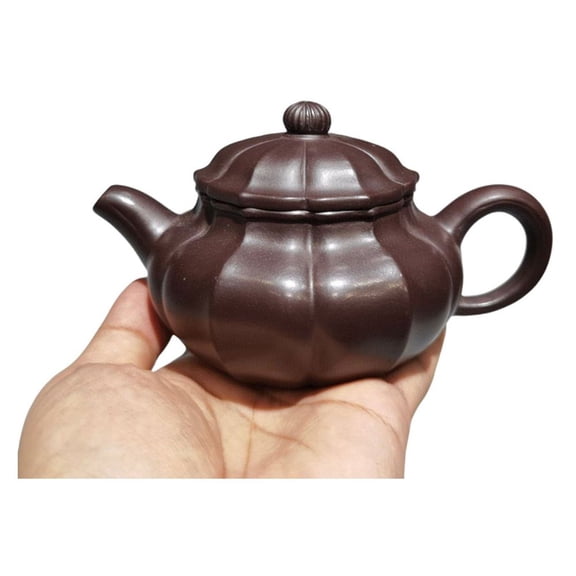 Asian Clay Tea Pot Purple Kitchen Cute Ribbed Fluted Segmented Lobed Grooved Paneled Classic Traditional Timeless Inspired