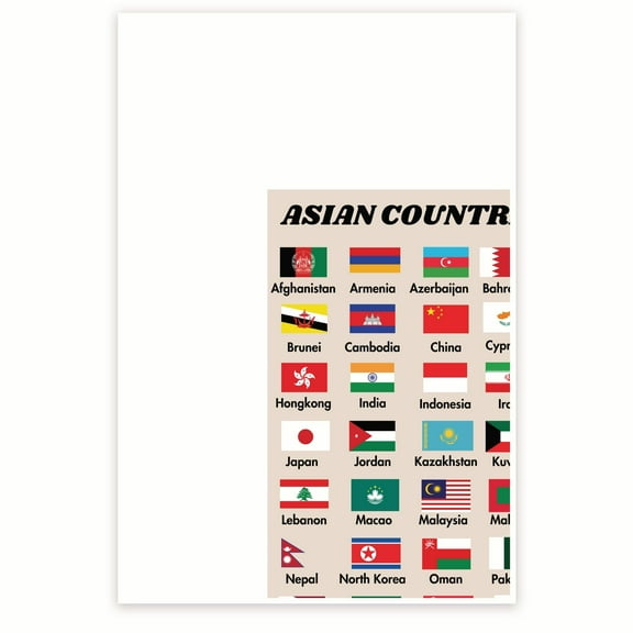 Asian Countries Flags Poster - Flags of Asia Chart - Asian Countries Flag Display - Asian Nations Flags - Flags of Asia - 12 x 18 Inch Poster - Unframed - Premium 100lb Gloss - Made In USA - BMCP0382