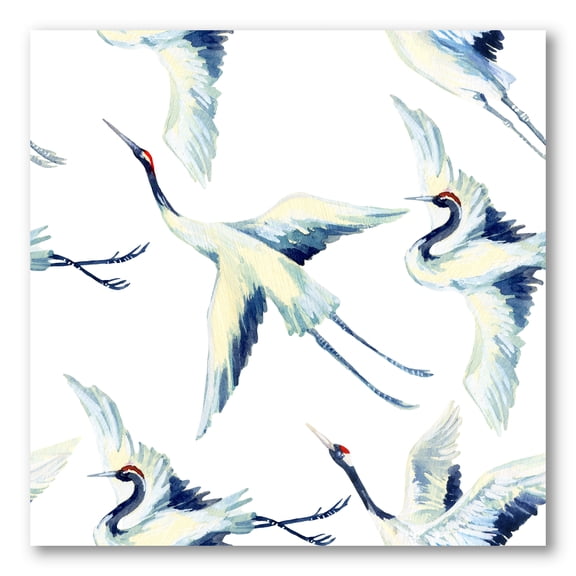 Asian Crane Bird Impression I 30 in x 30 in Painting Canvas Art Print, by Designart