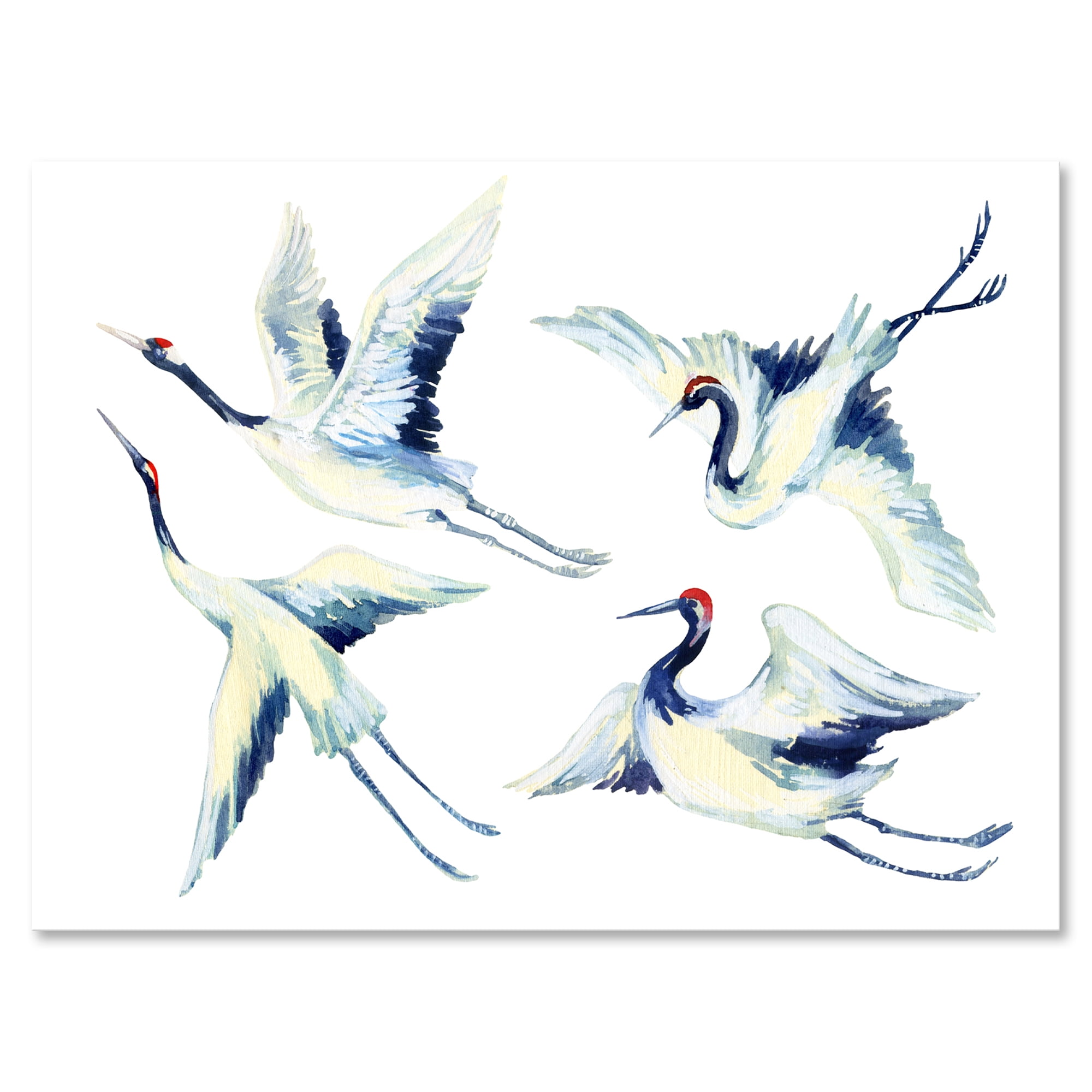 Asian Crane Bird Impression II 12 in x 8 in Painting Canvas Art Print, by Designart